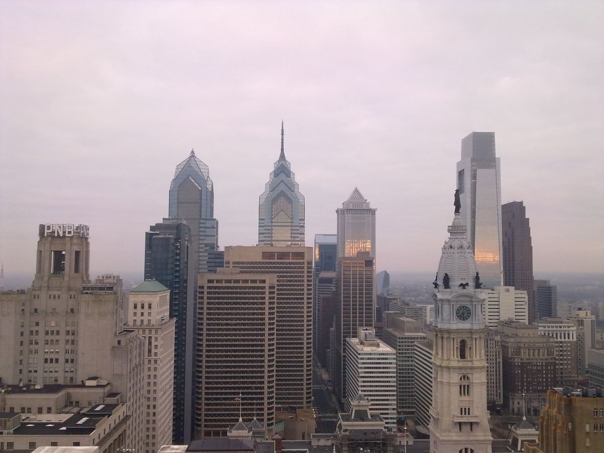 The view from the 32nd floor from the loews philadelphia hotel.