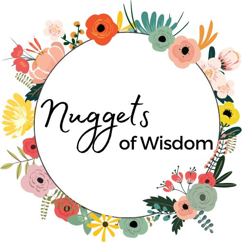 The Chicken Nuggets of Wisdom Logo with the text "Nuggets of Wisdom" inside a wreath of flowers.